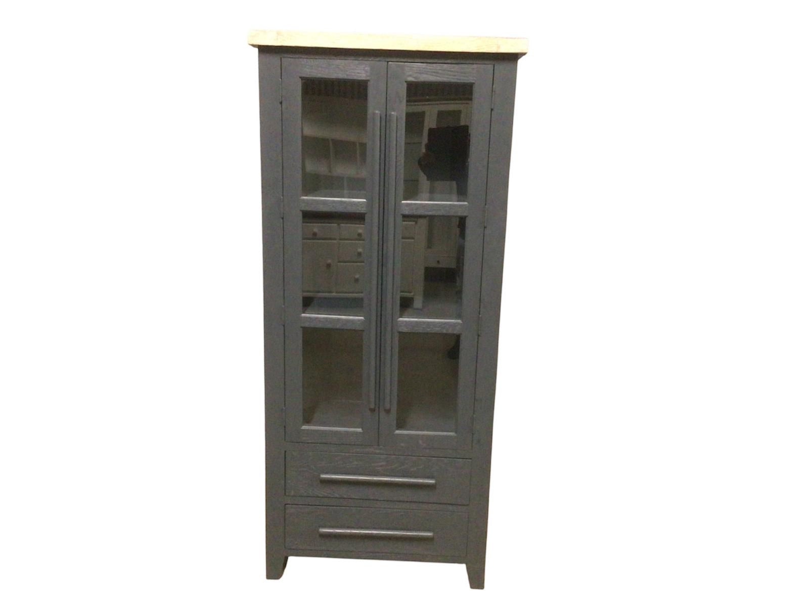Yes Oak Corner Display Cabinet - Midnight Blue