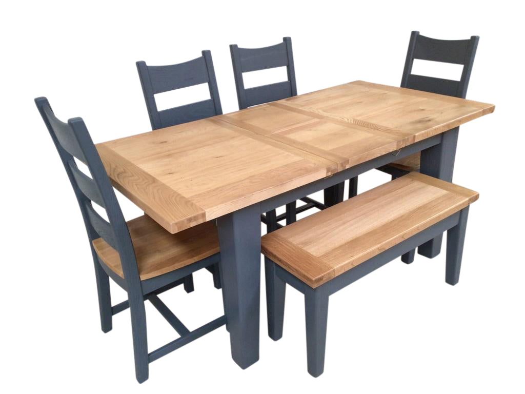 Calgary Oak 1.4m Ext Dining Set painted Night Blue