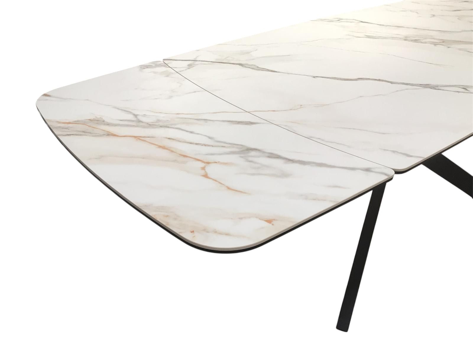 Sorrento Ceramic 1.6m / 2.4m Extension Dining Table - Beige Marble / 1624