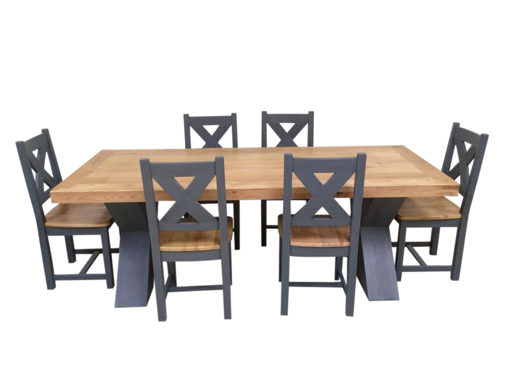 Maximus Oak 2.3m Dining Set painted Night Blue