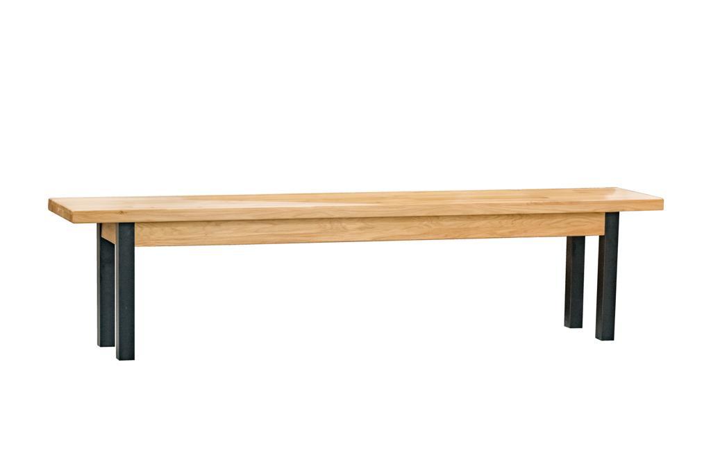 Oak Dale Weathered Oak Bench with Metal Legs