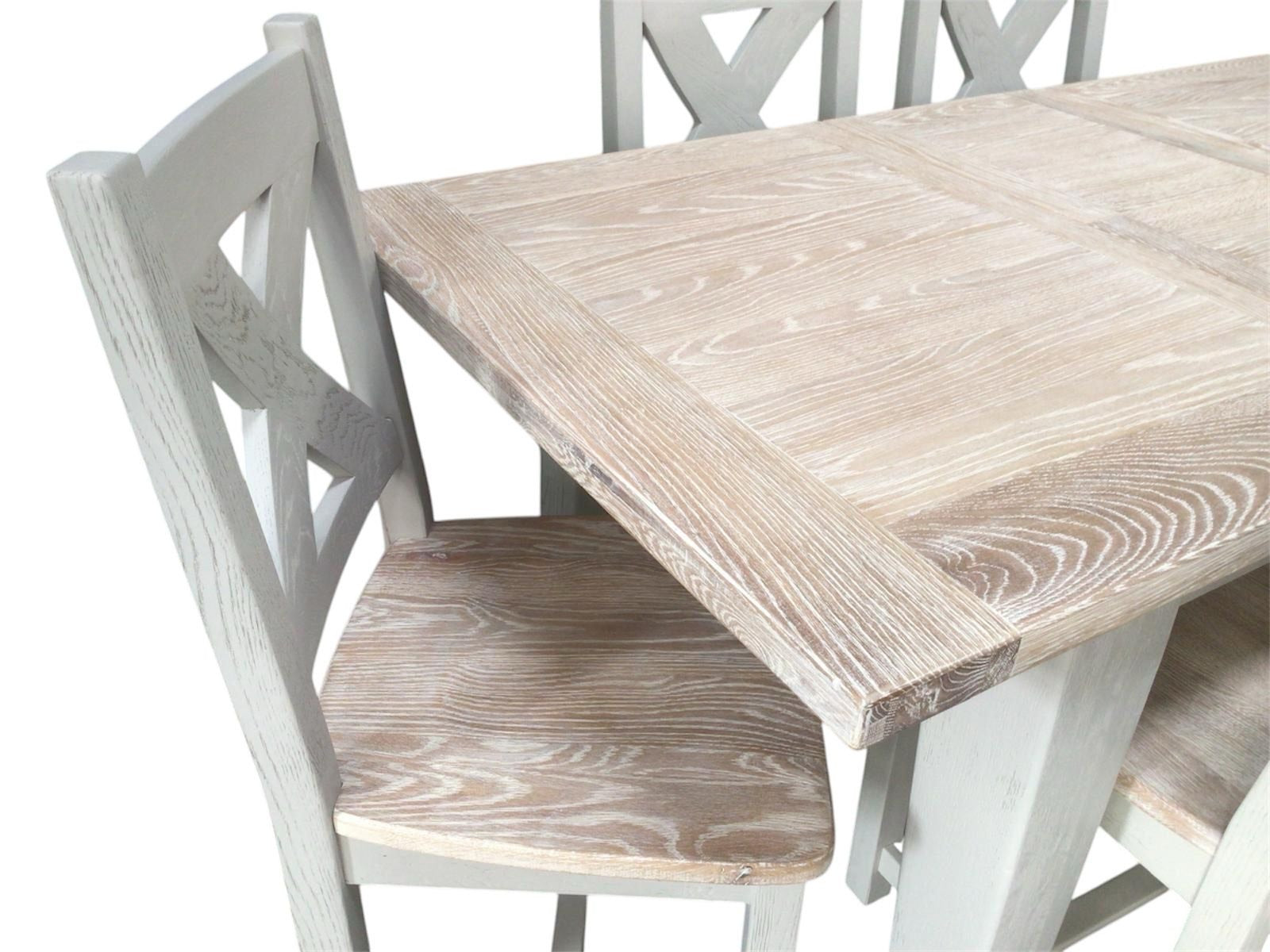 Calgary Oak 1.4m Ext Dining Set painted Oyster with a Ciffa Finish