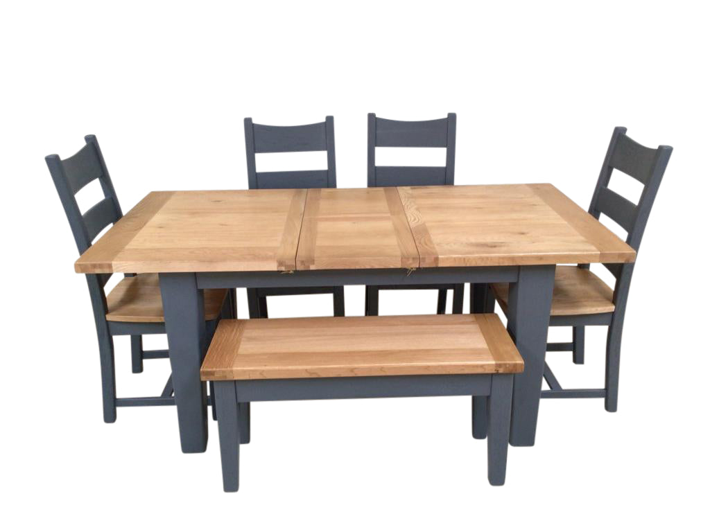 Calgary Oak 1.4m Ext Dining Set painted Night Blue