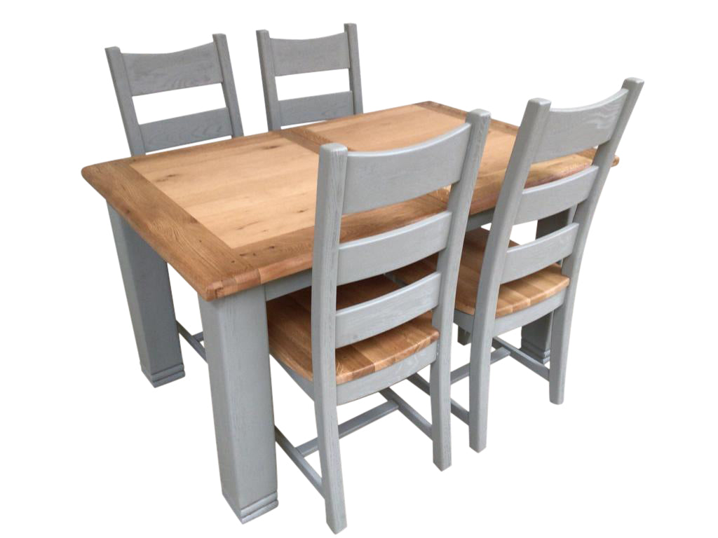 Danube Oak 1.4m Extension Dining Set painted French Grey