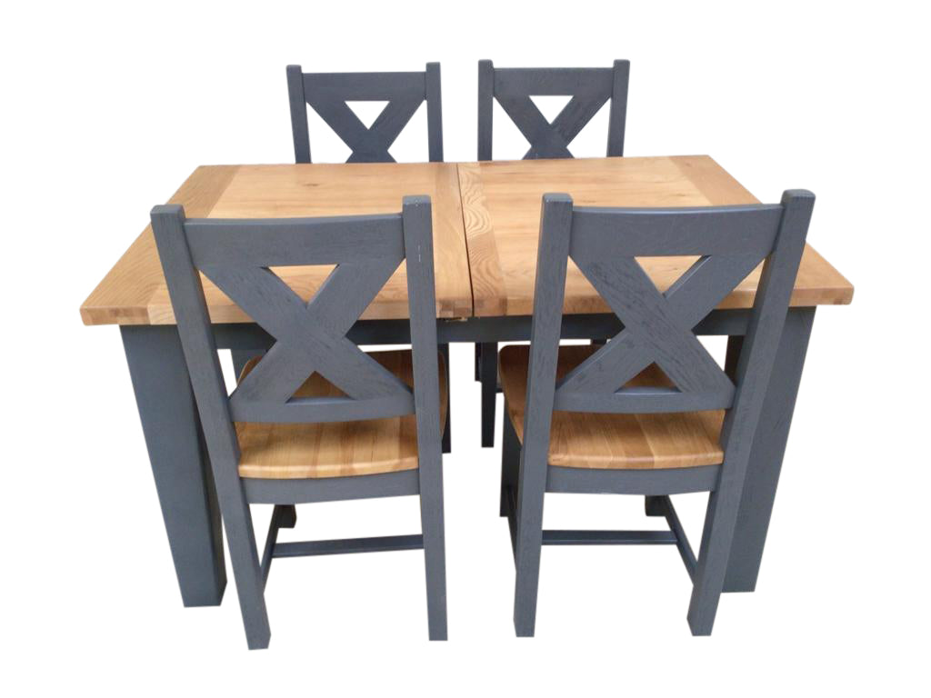 Calgary Oak 1.4m Ext Dining Set painted Night Blue