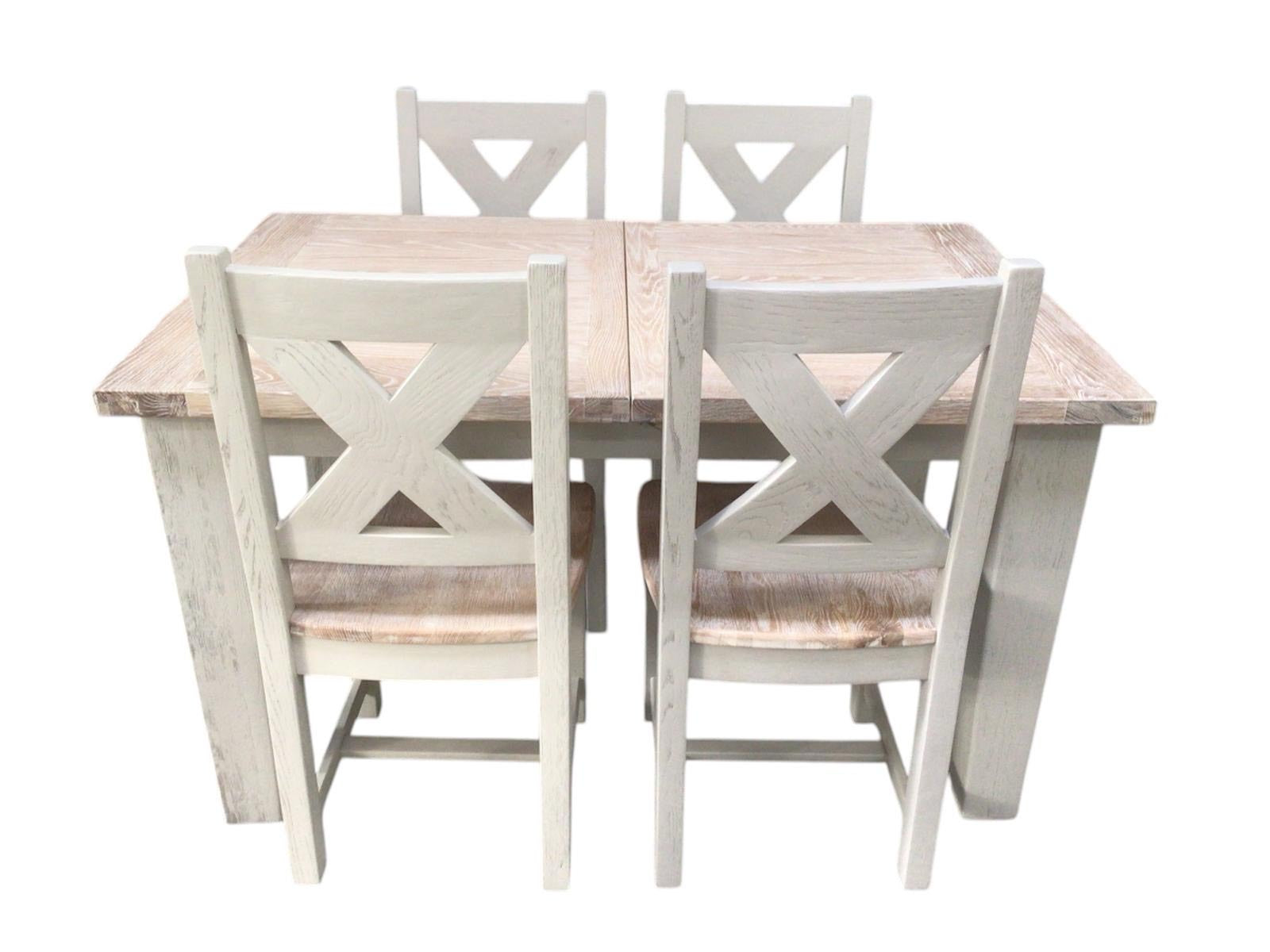 Calgary Oak 1.4m Ext Dining Set painted Oyster