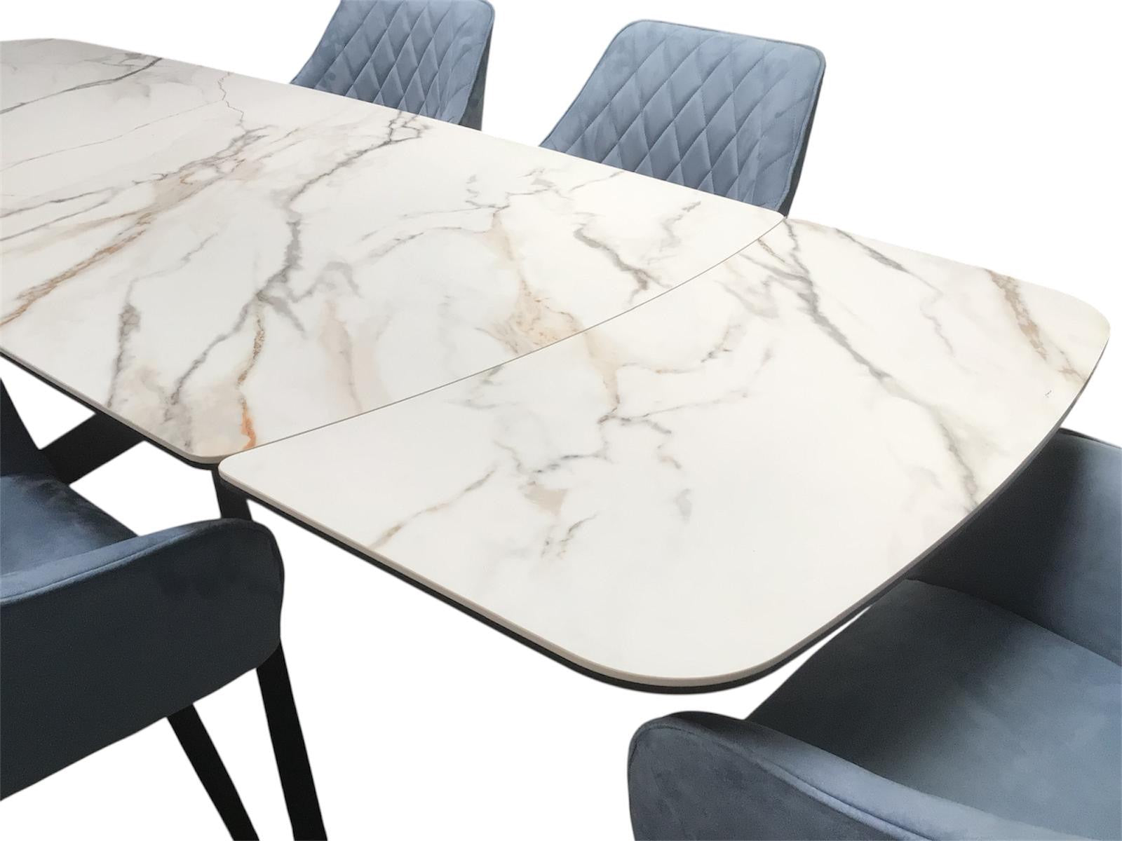 Sorrento Ceramic 1.6m / 2.4m Extension Dining Set - Beige Marble / 1624