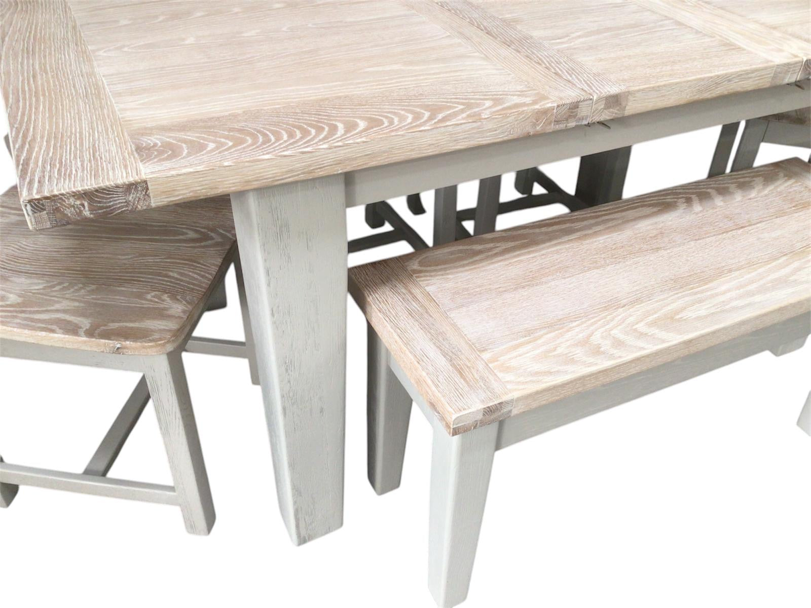 Calgary Oak 1.4m Ext Dining Set painted Oyster with a Ciffa Finish