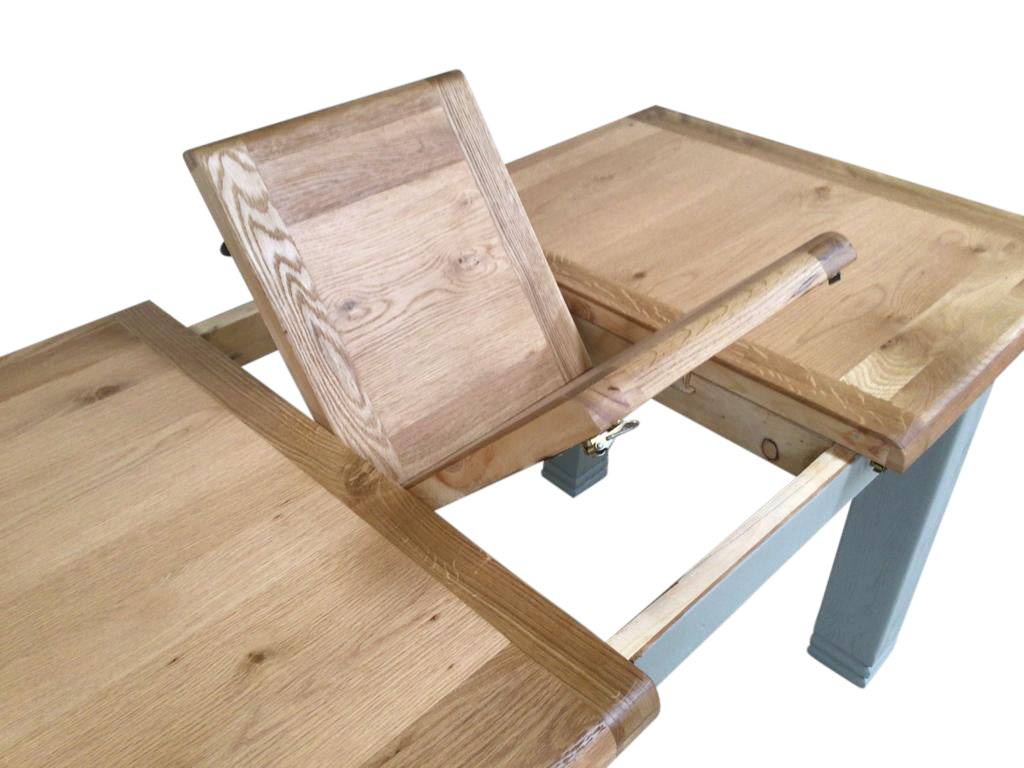 Danube oak 1.4m extending dining set painted French Grey