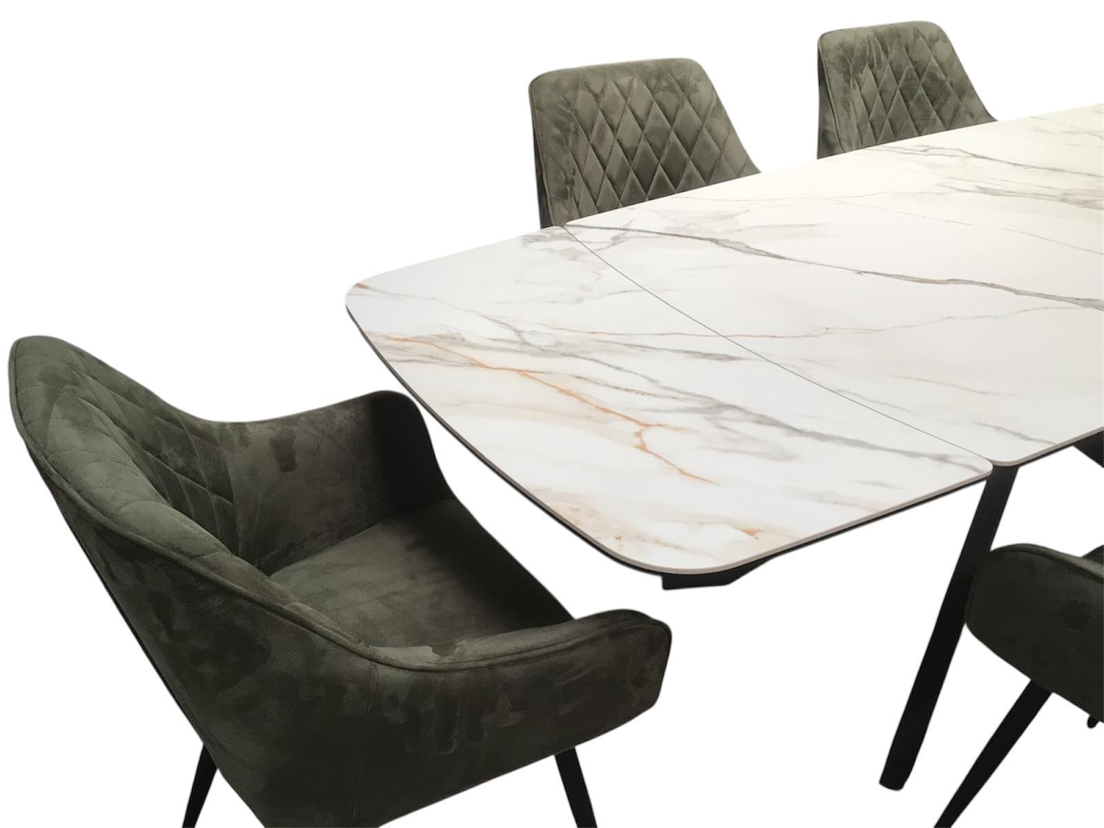 Sorrento Ceramic 1.6m / 2.4m Extension Dining Set - Beige Marble / 1624