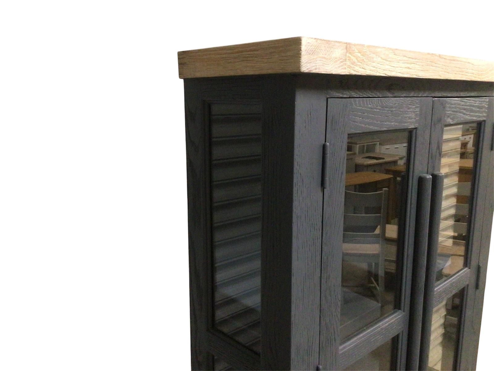 Yes Oak Corner Display Cabinet - Midnight Blue