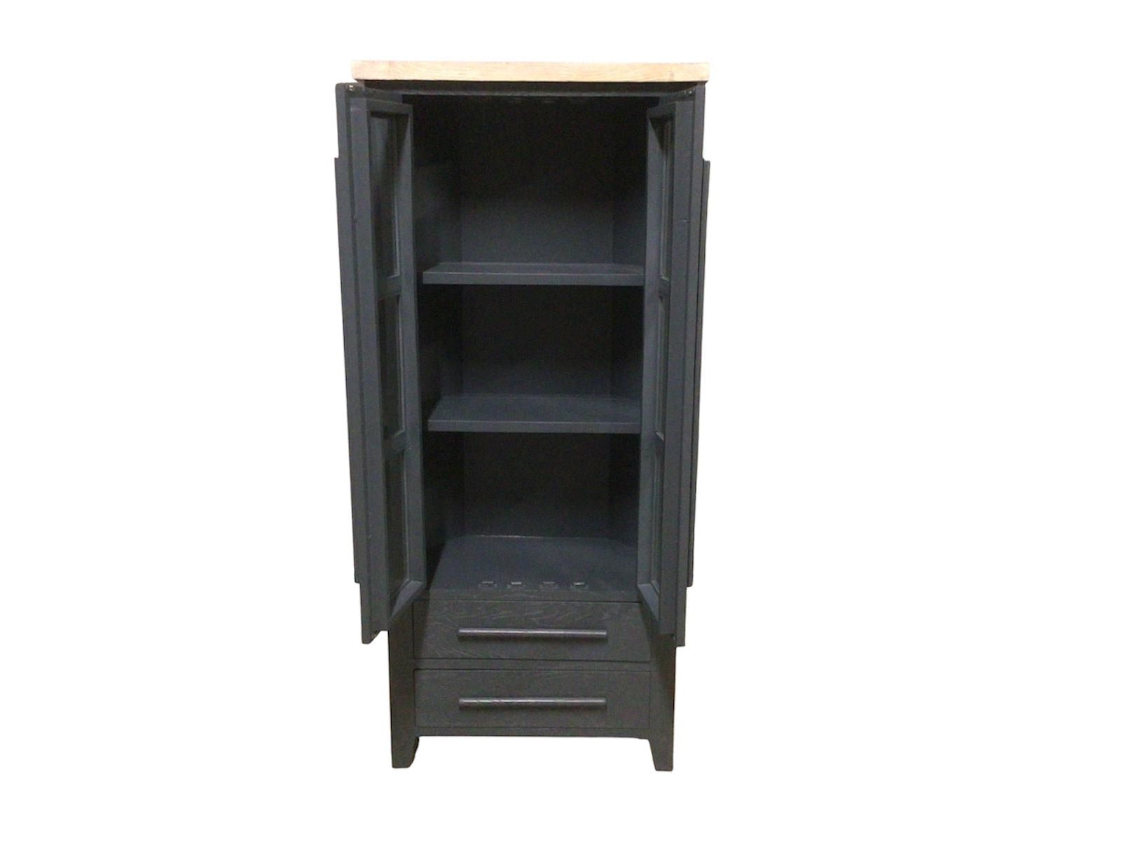 Yes Oak Corner Display Cabinet - Midnight Blue