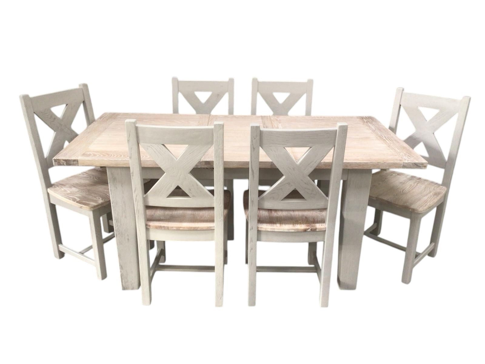 Calgary Oak 1.4m Ext Dining Set painted Oyster with a Ciffa Finish