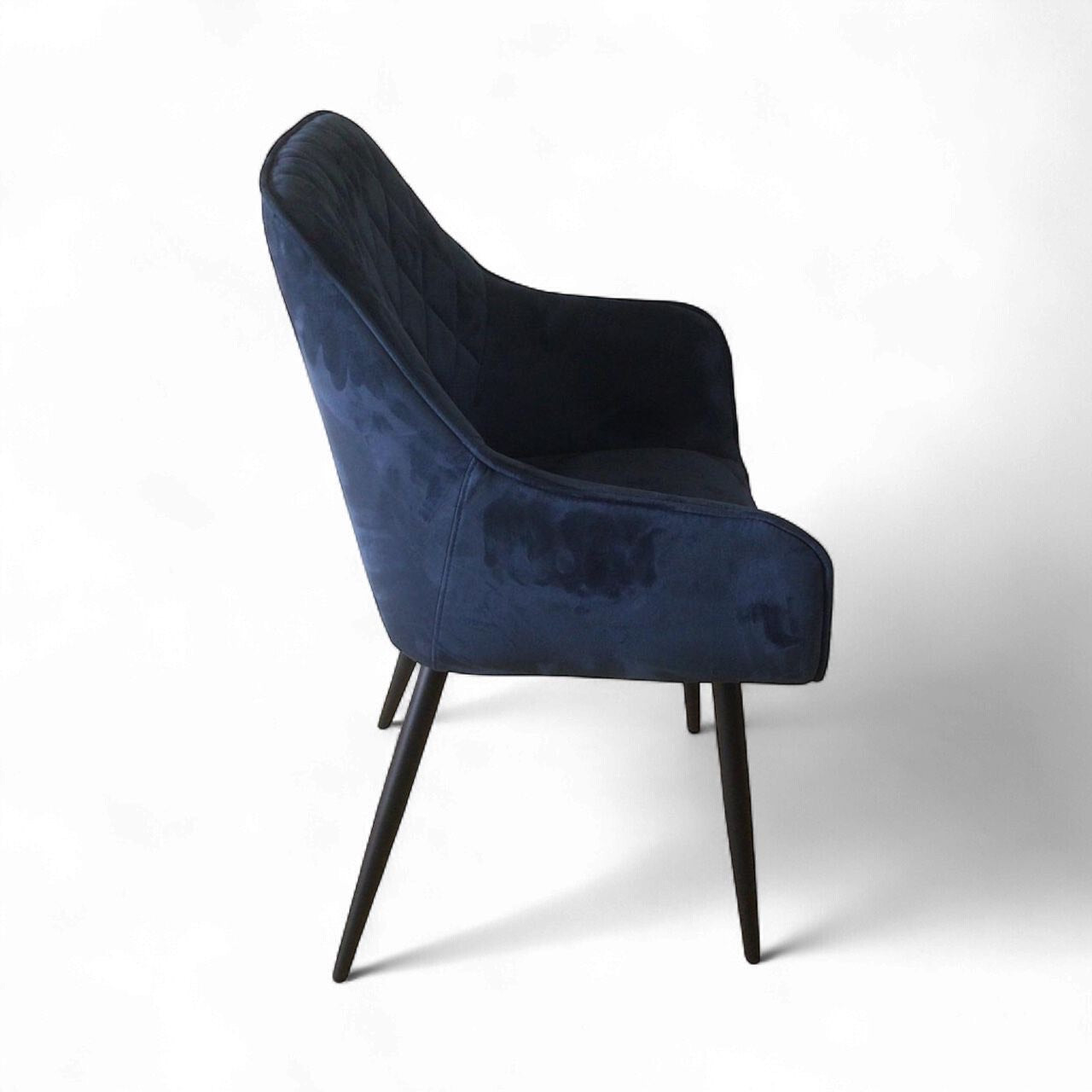 Clover Quilted Dining Chair - Deep Blue Faux Suede