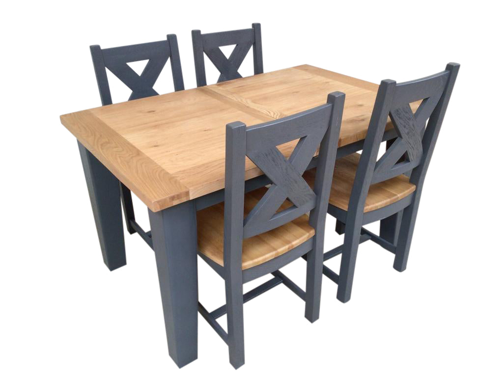Calgary Oak 1.4m Ext Dining Set painted Night Blue