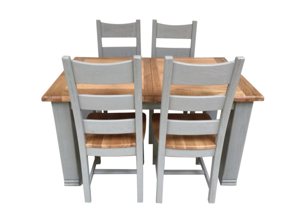 Danube Oak 1.4m Extension Dining Set painted French Grey