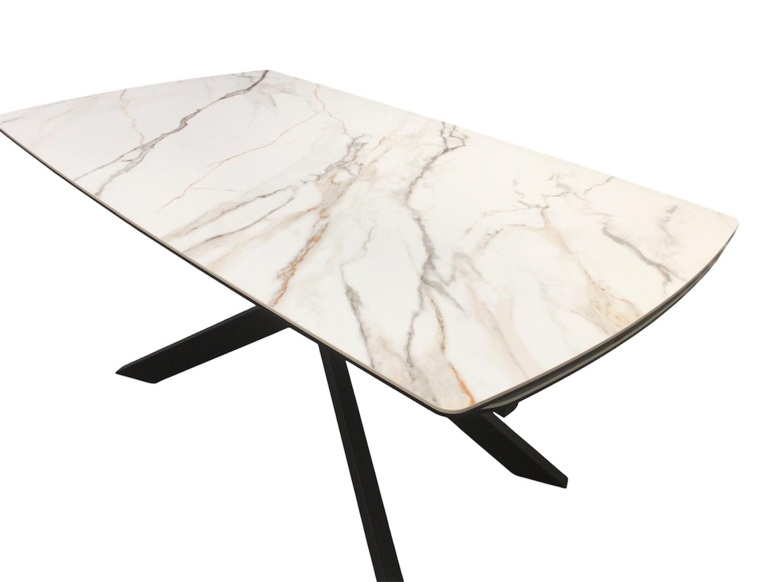 Sorrento Ceramic 1.6m / 2.4m Extension Dining Table - Beige Marble / 1624