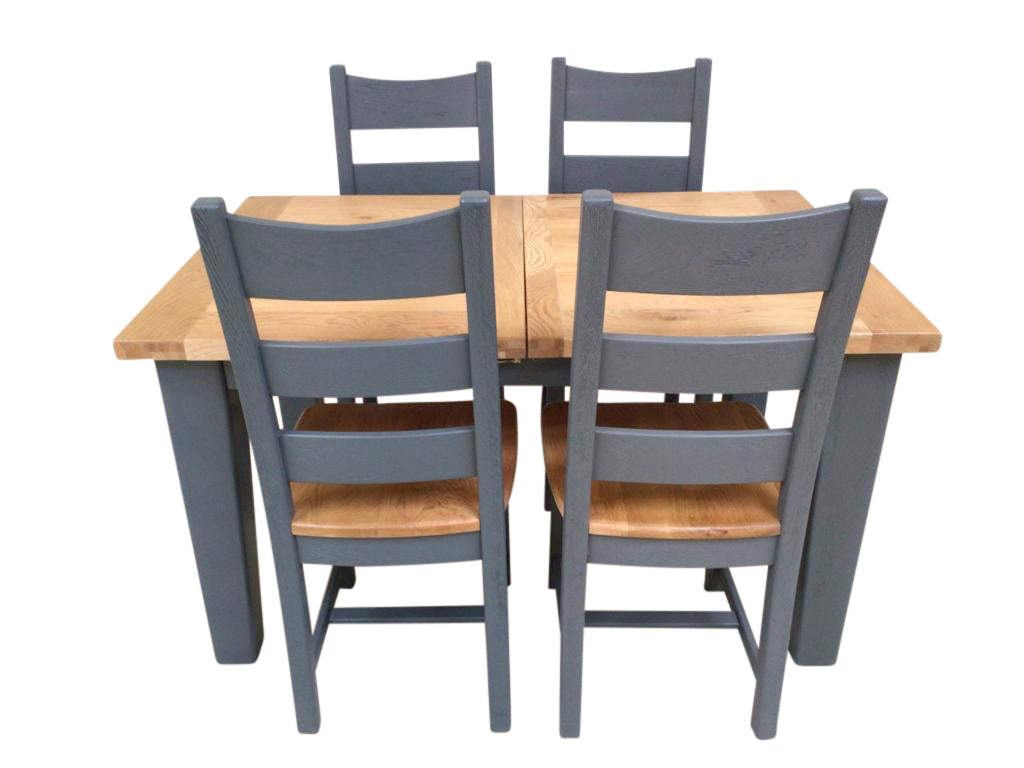 Calgary Oak 1.4m Ext Dining Set painted Night Blue