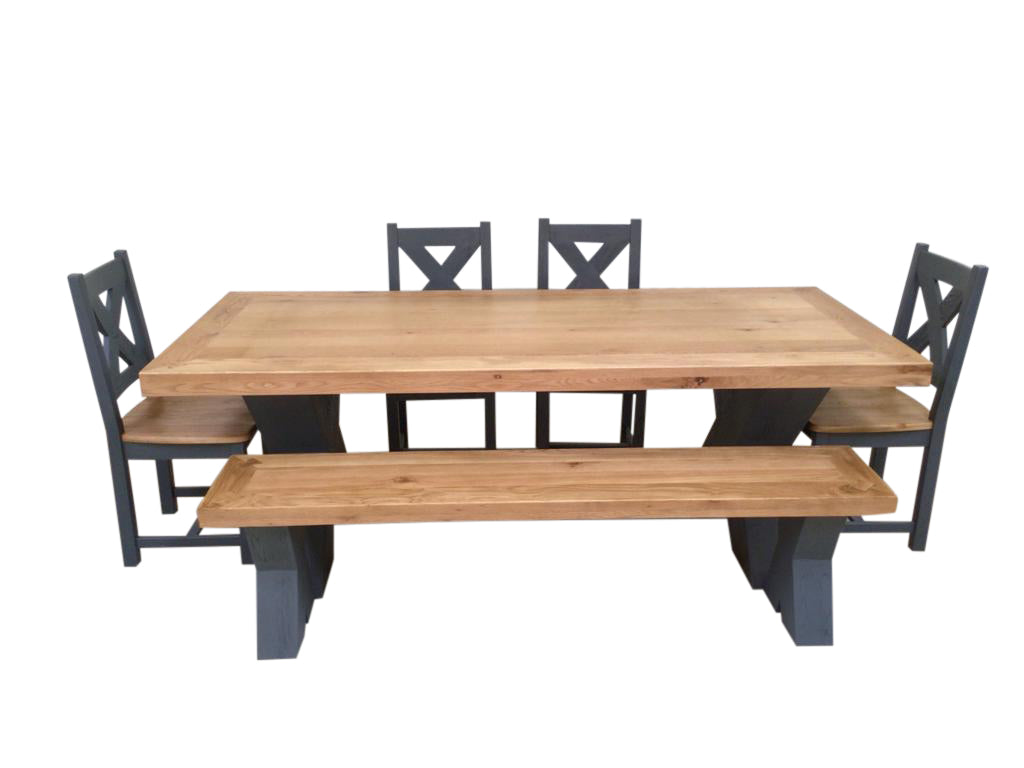 Maximus Oak 2.3m Night Blue Dining Set