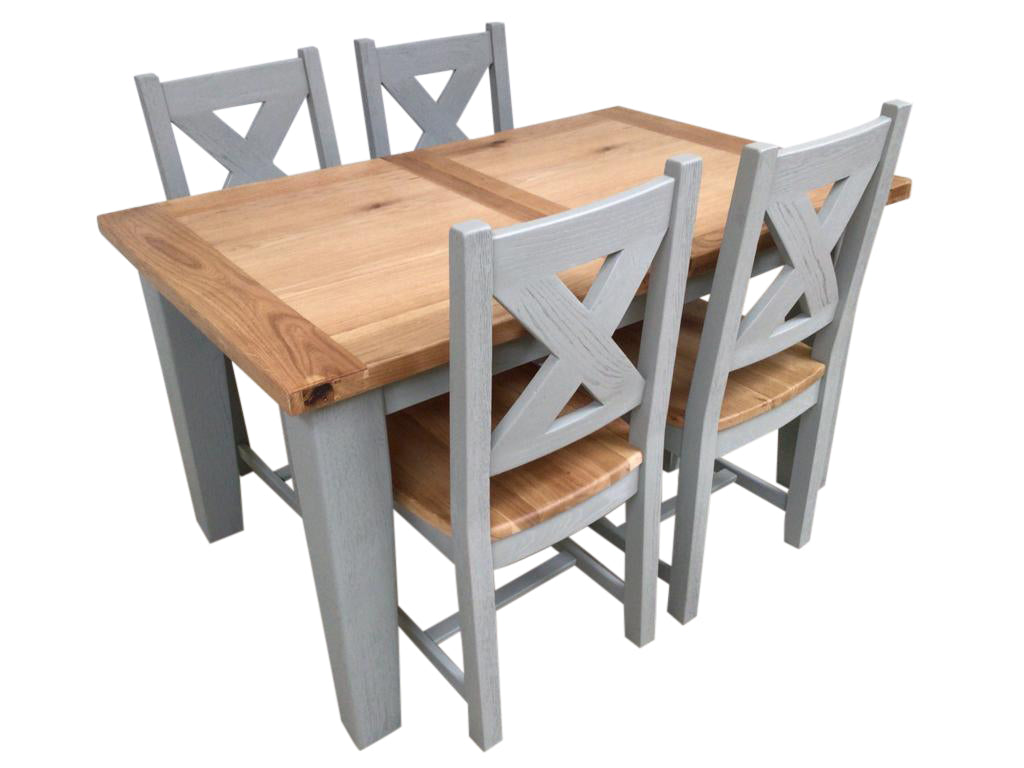 Calgary Oak 1.4m Ext Dining Set painted French Grey