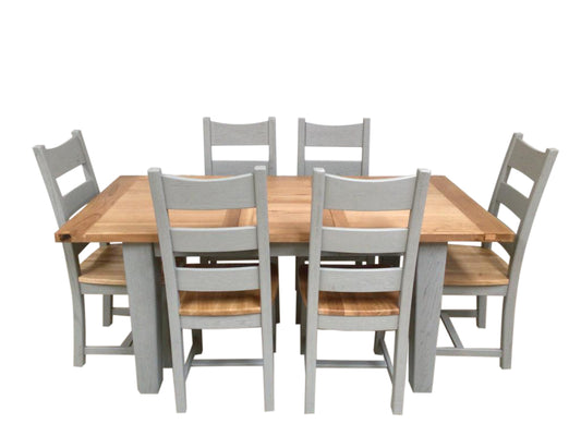 Calgary Oak 1.4m Ext Dining Set painted French Grey