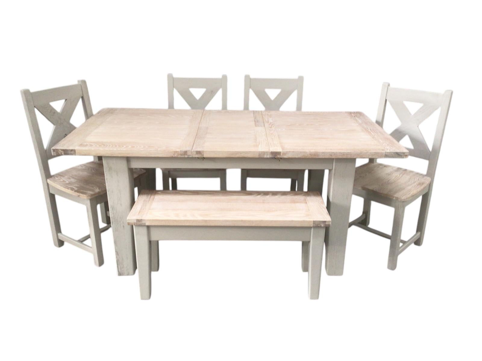Calgary Oak 1.4m Ext Dining Set painted Oyster with a Ciffa Finish