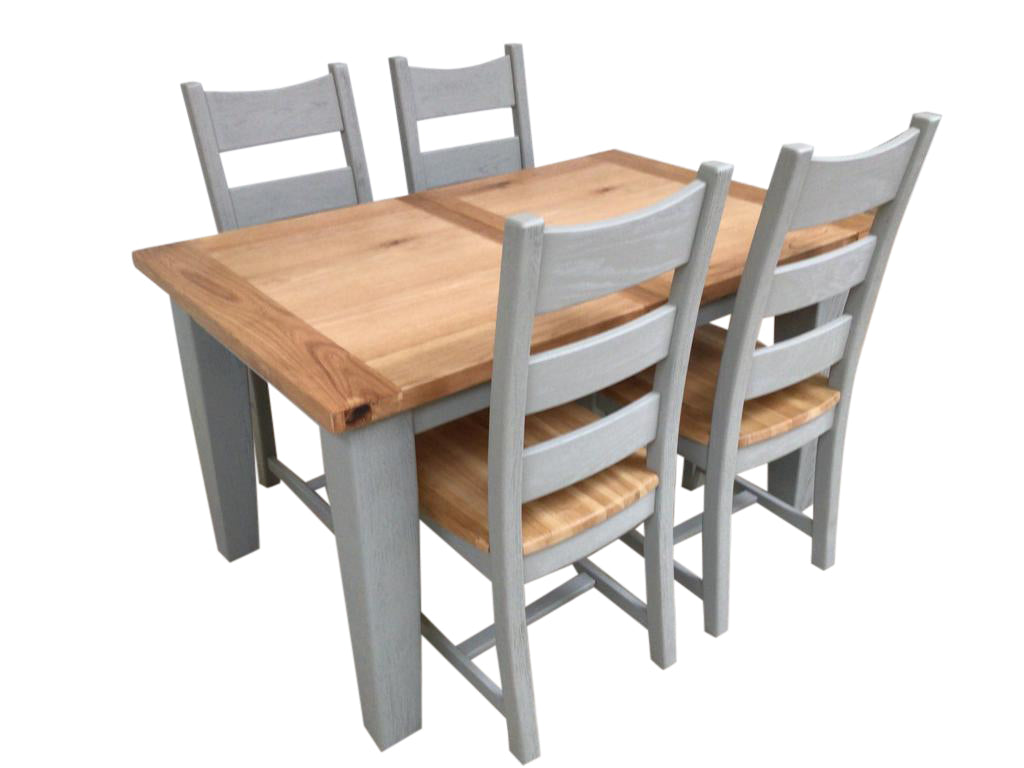 Calgary Oak 1.4m Ext Dining Set - Painted French Grey