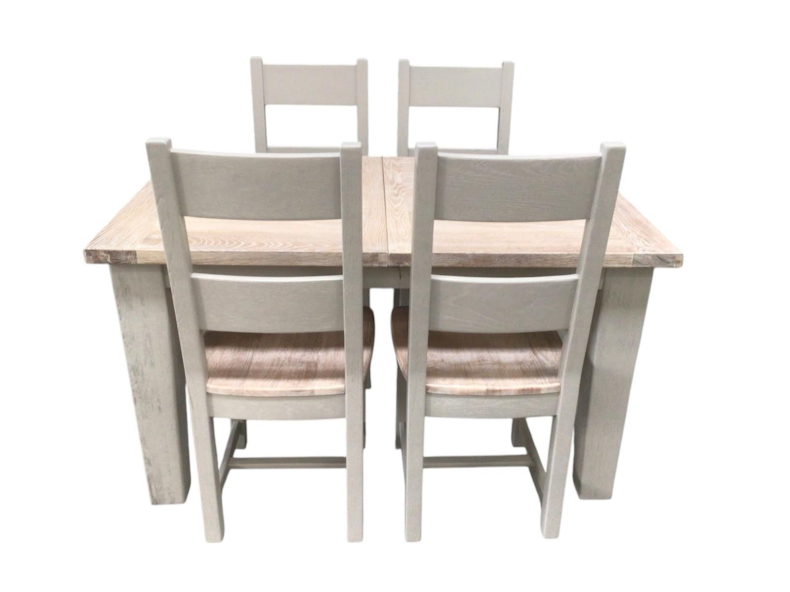 Calgary Oak 1.4m Ext Dining Set painted Oyster with a Ciffa Finish
