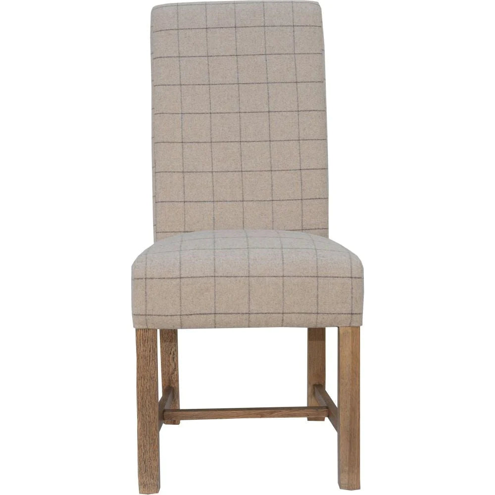 Jersey Check Natural Fabric Dining Chair