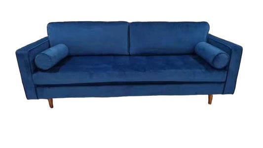 Hudson 3 Seater Blue Velvet Sofa