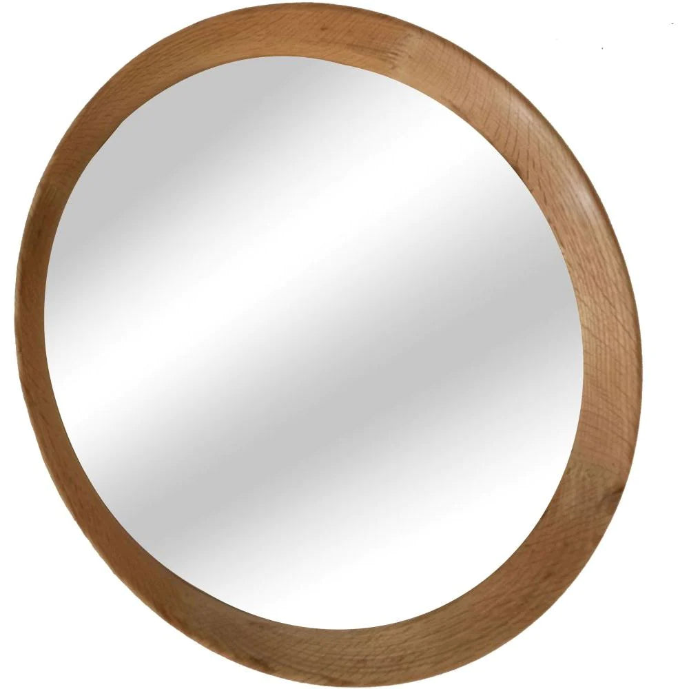 Oak Framed Round Mirror - FC34