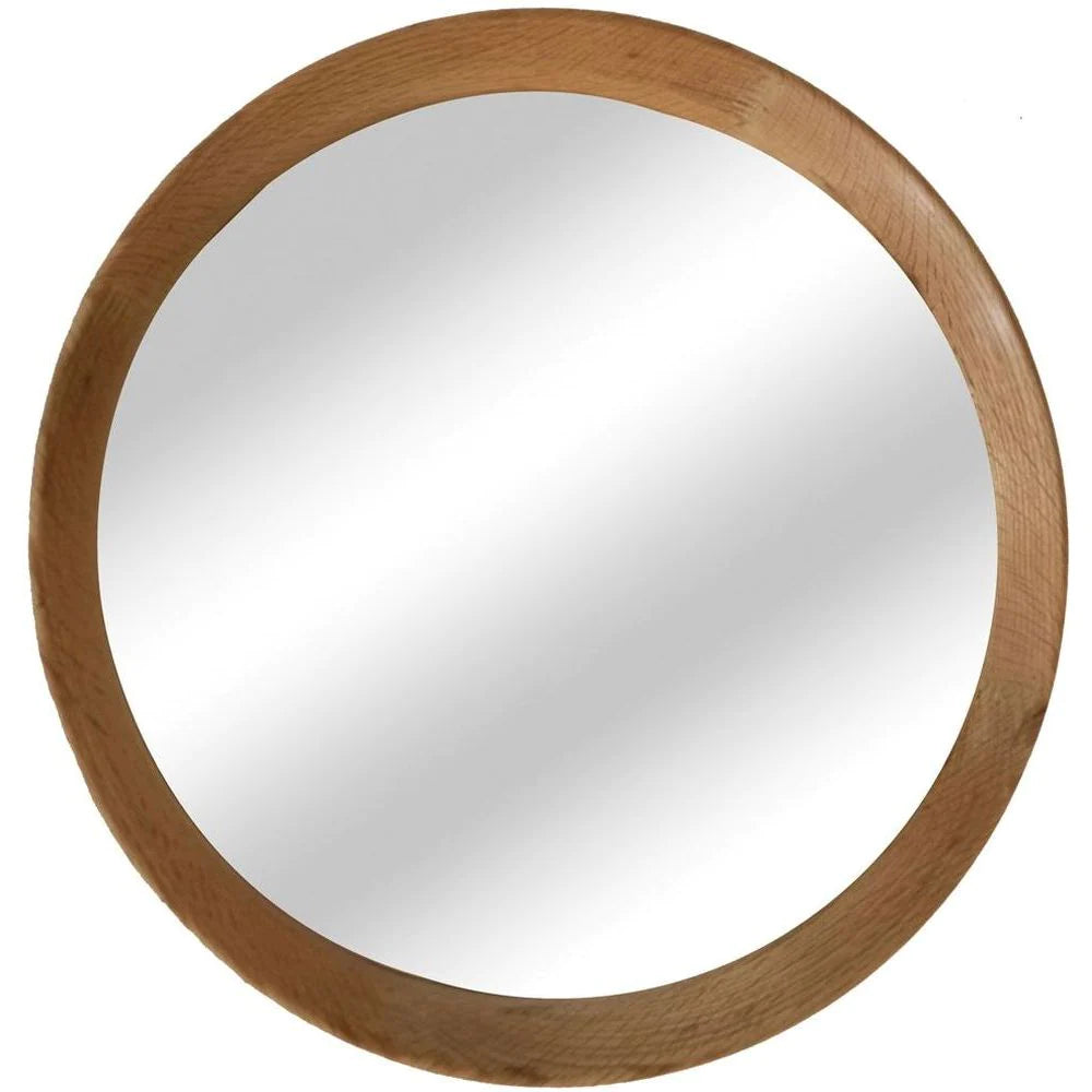 Oak Framed Round Mirror - FC34