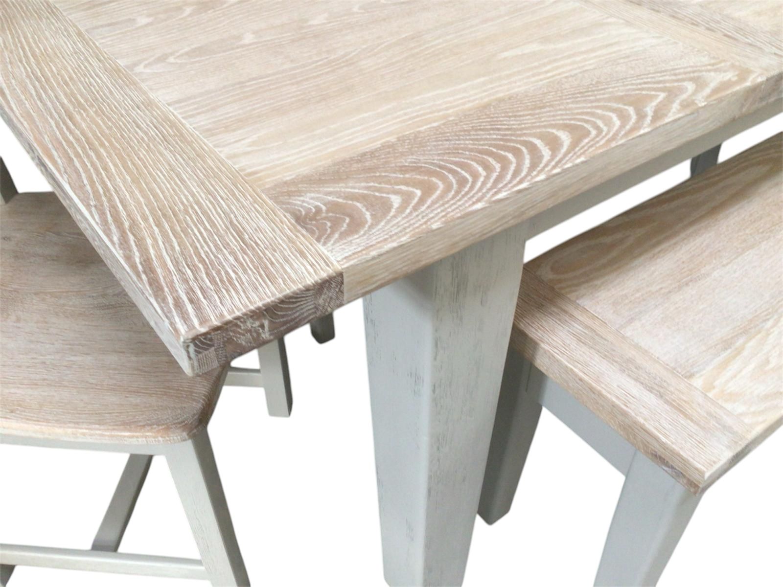 Calgary Oak 1.4m Ext Dining Set painted Oyster with a Ciffa Finish