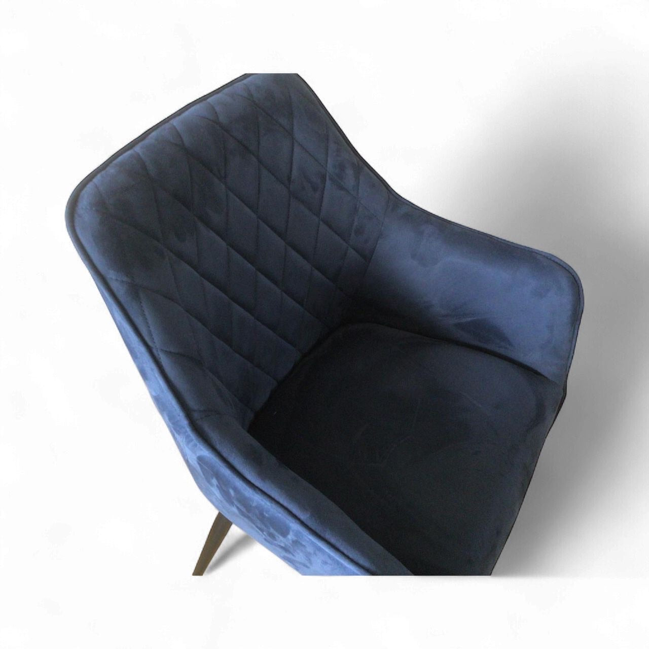 Clover Quilted Dining Chair - Deep Blue Faux Suede