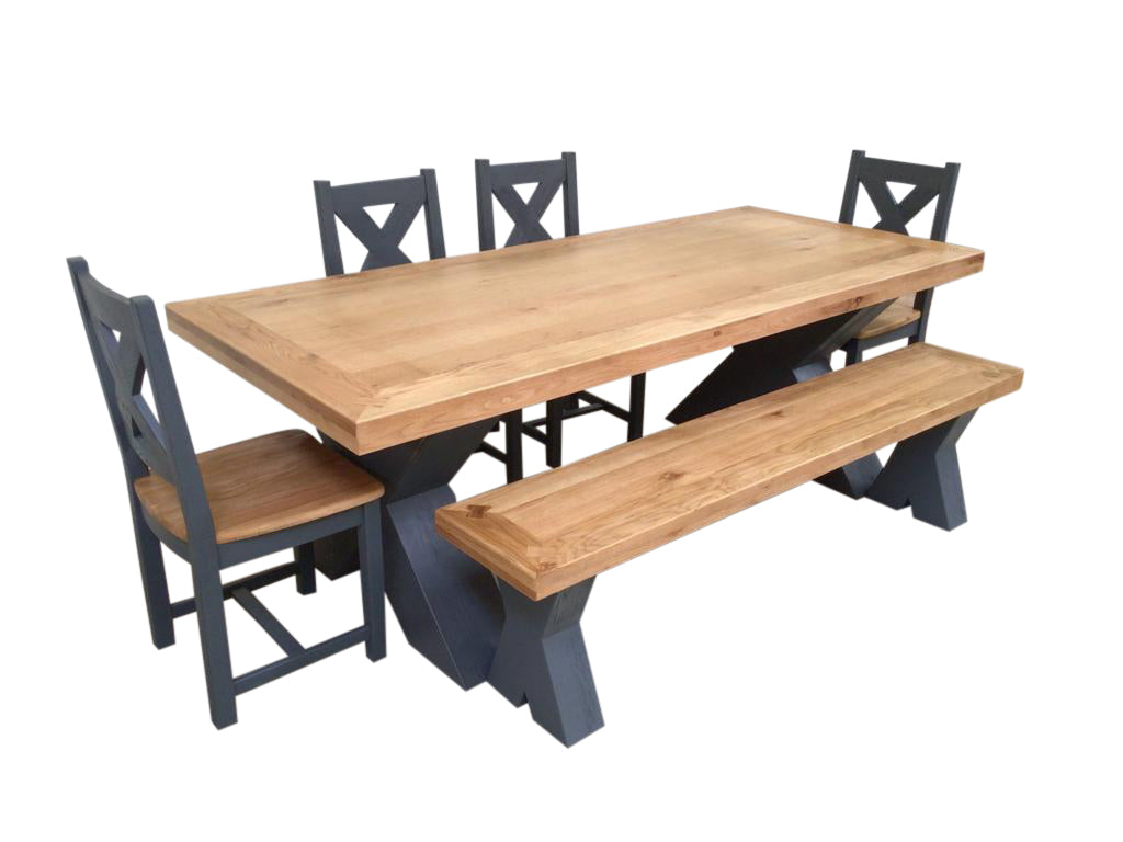 Maximus Oak 2.3m Night Blue Dining Set