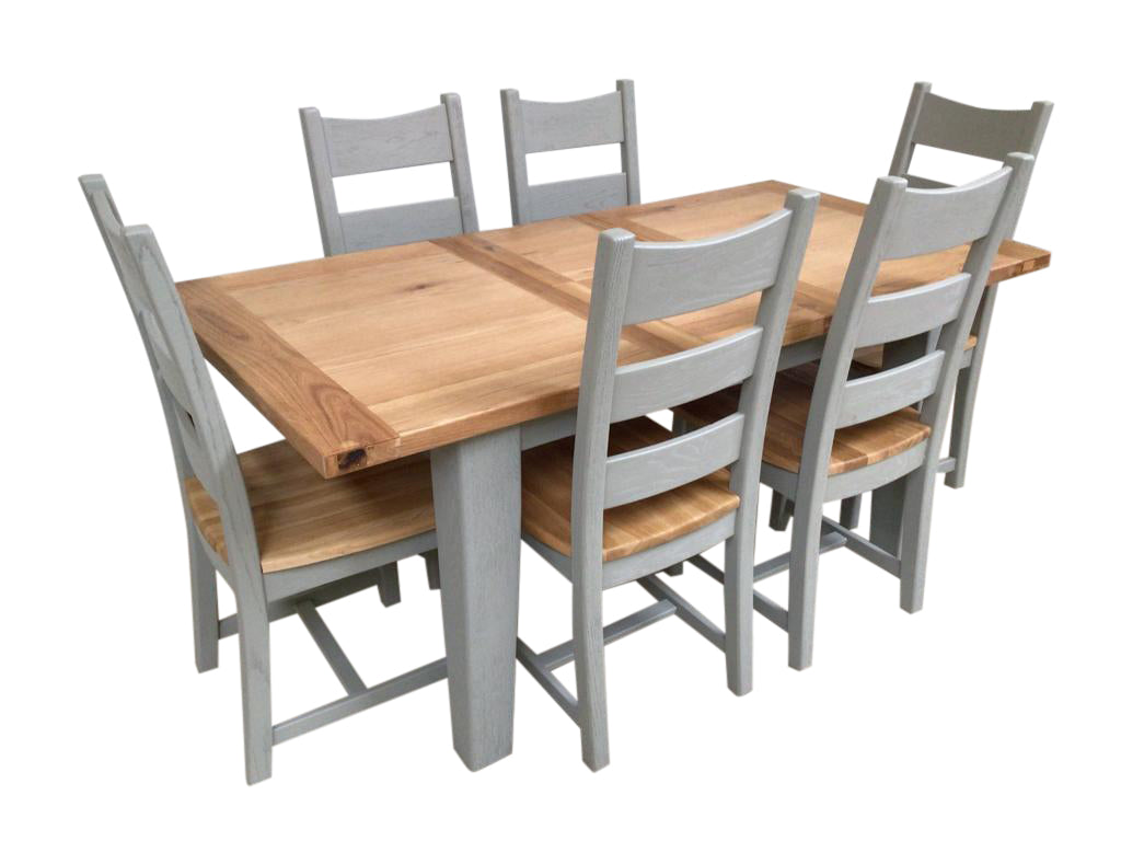 Calgary Oak 1.4m Ext Dining Set painted French Grey