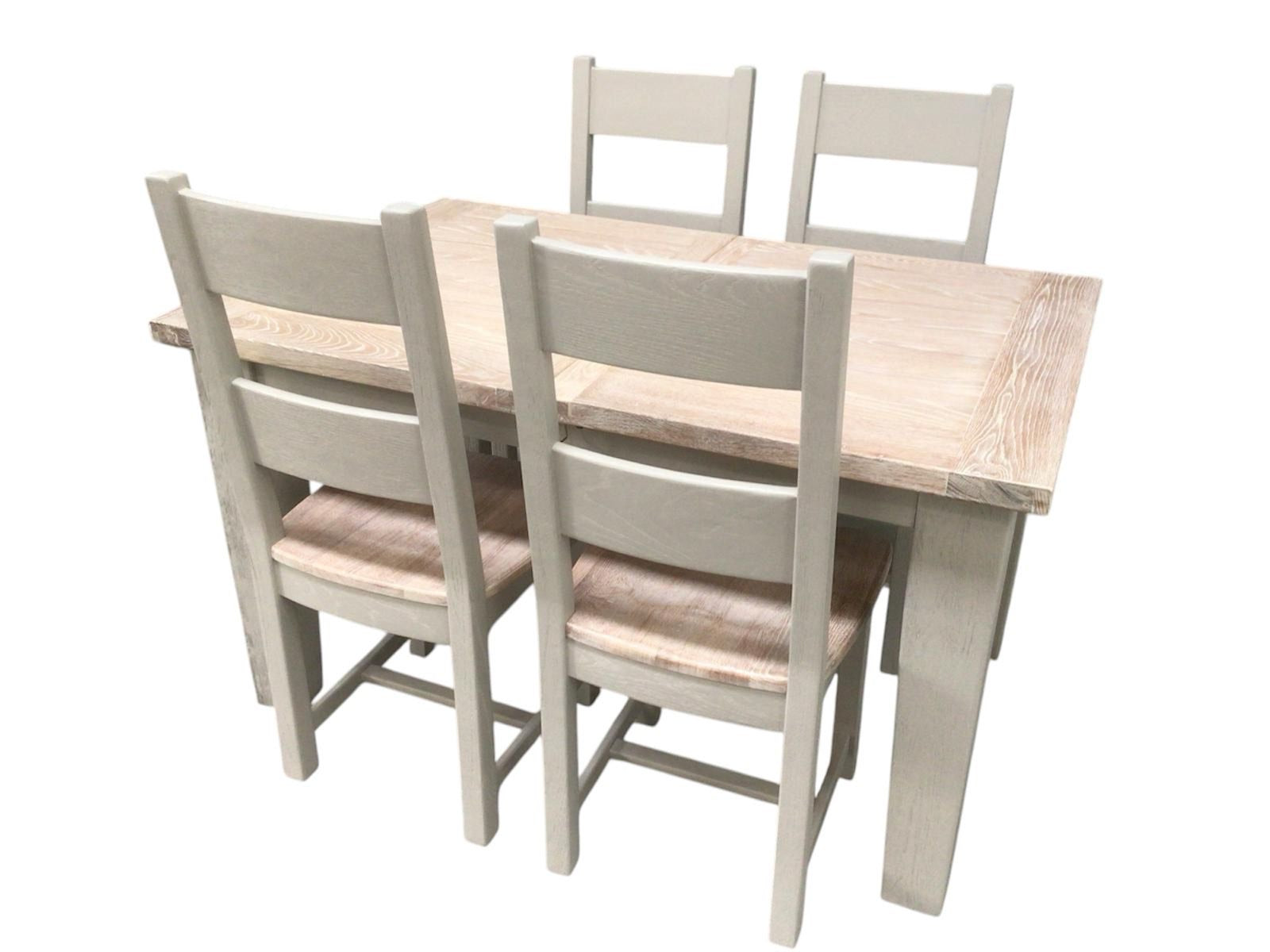 Calgary Oak 1.4m Ext Dining Set painted Oyster with a Ciffa Finish