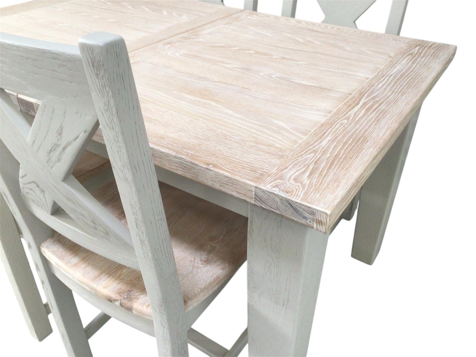 Calgary Oak 1.4m Ext Dining Set painted Oyster