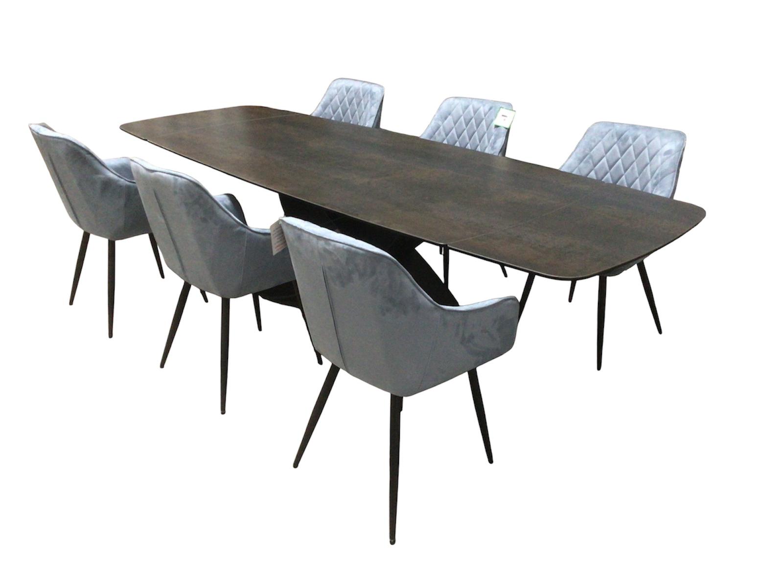 Milan Graphite Ceramic 2m / 2.8m Extension Dining Set