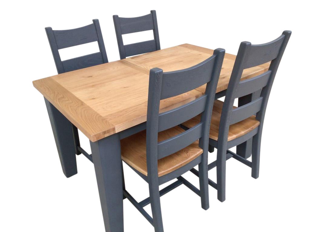 Calgary Oak 1.4m Ext Dining Set painted Night Blue