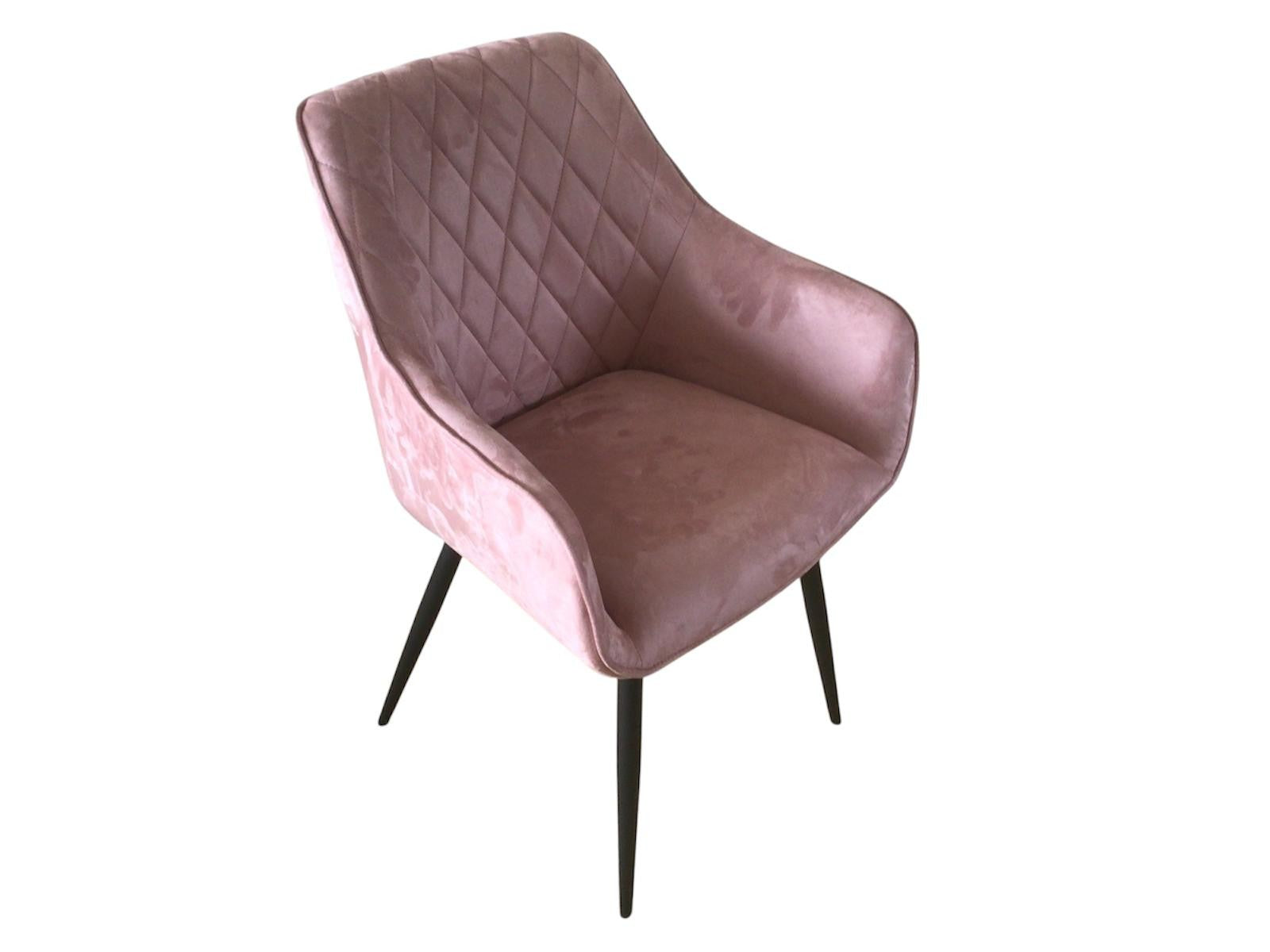 Clover Quilted Dining Chair - Blush Faux Suede