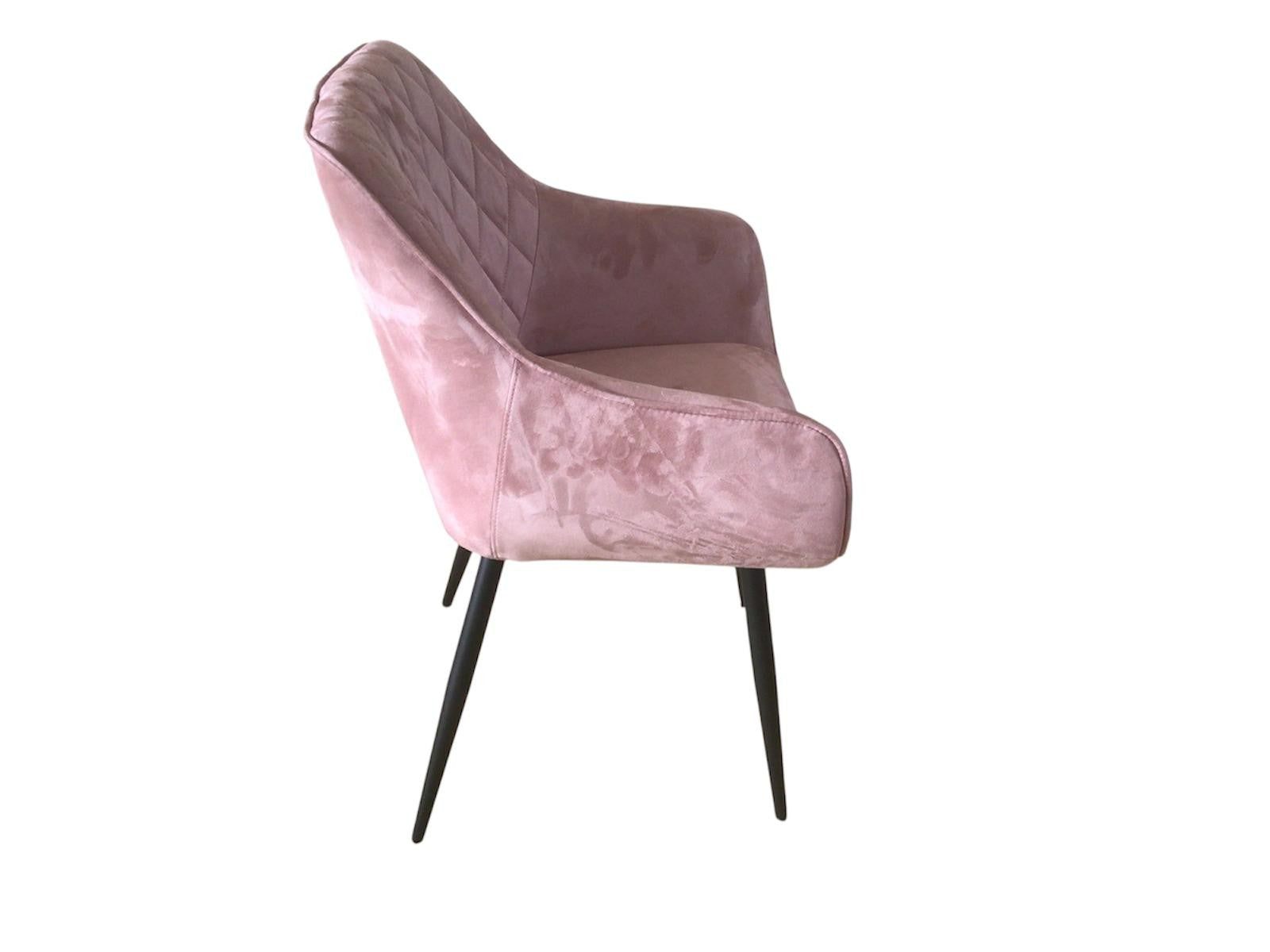 Clover Quilted Dining Chair - Blush Faux Suede