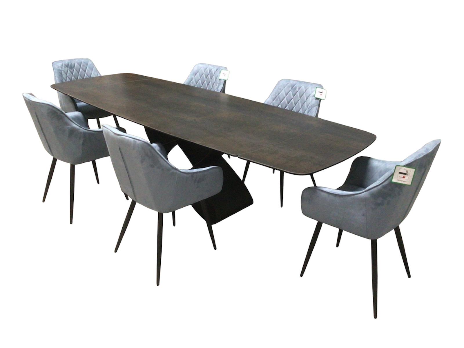 Milan Graphite Ceramic 2m / 2.8m Extension Dining Set