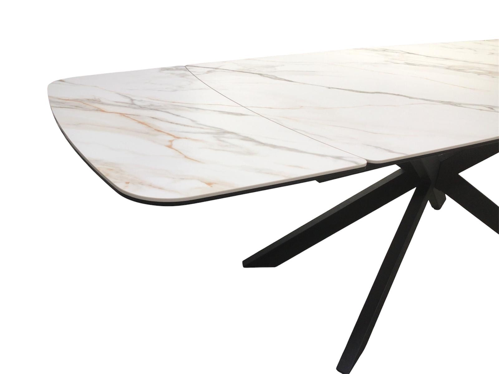 Sorrento Ceramic 1.6m / 2.4m Extension Dining Table - Beige Marble / 1624