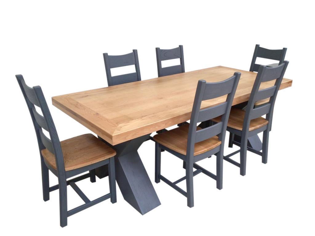 Maximus Oak 2.3m Dining Set painted Night Blue