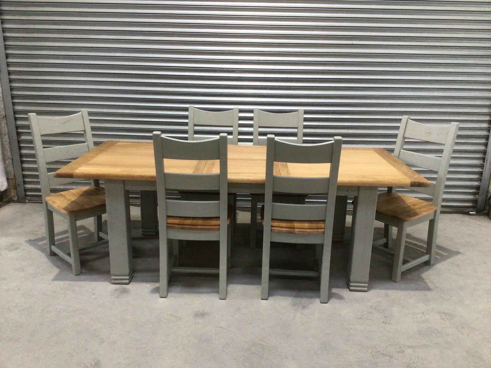 Danube Oak 1.8m Ext Dining Set painted French Grey