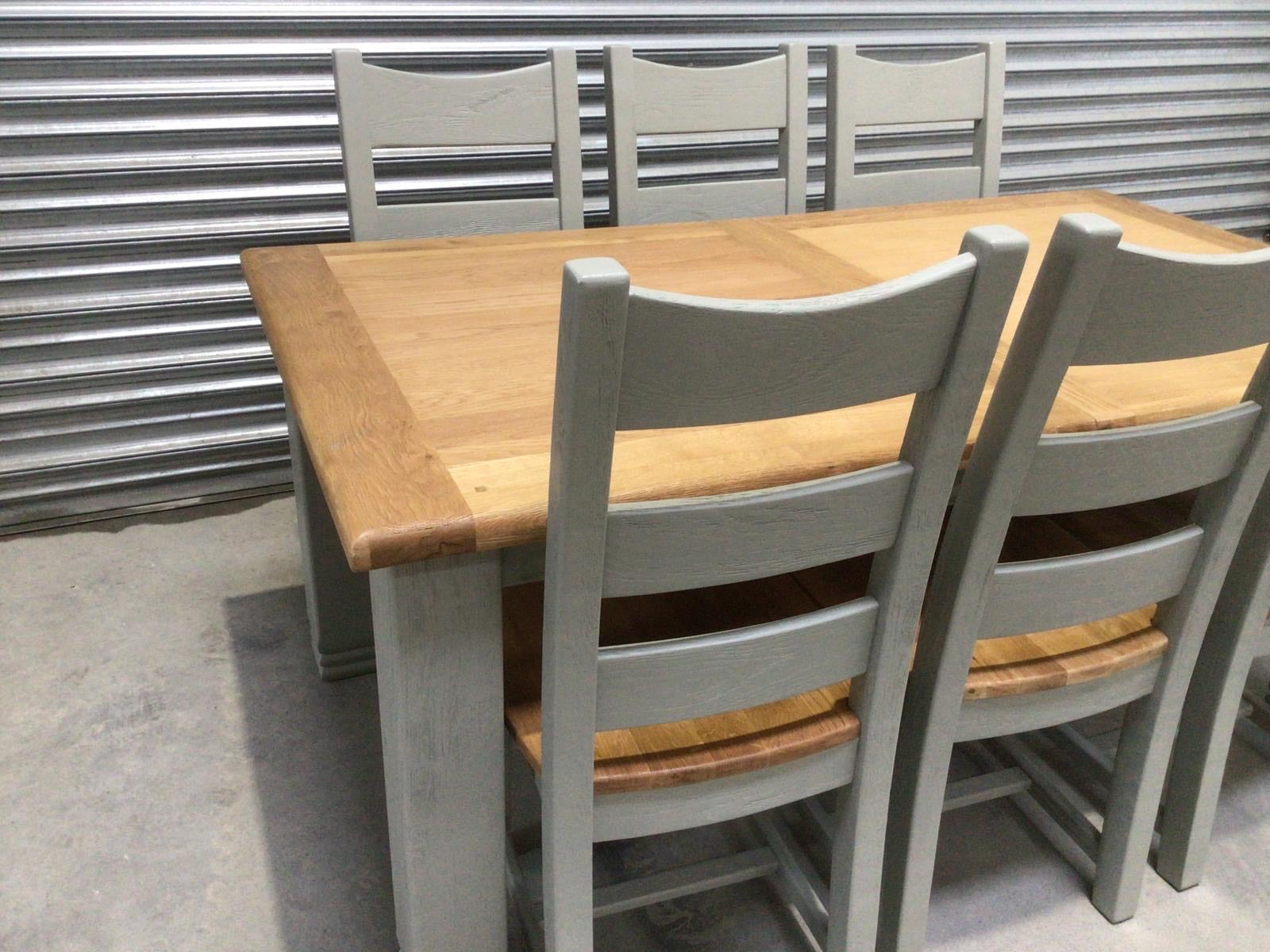 Danube Oak 1.8m Ext Dining Set painted French Grey
