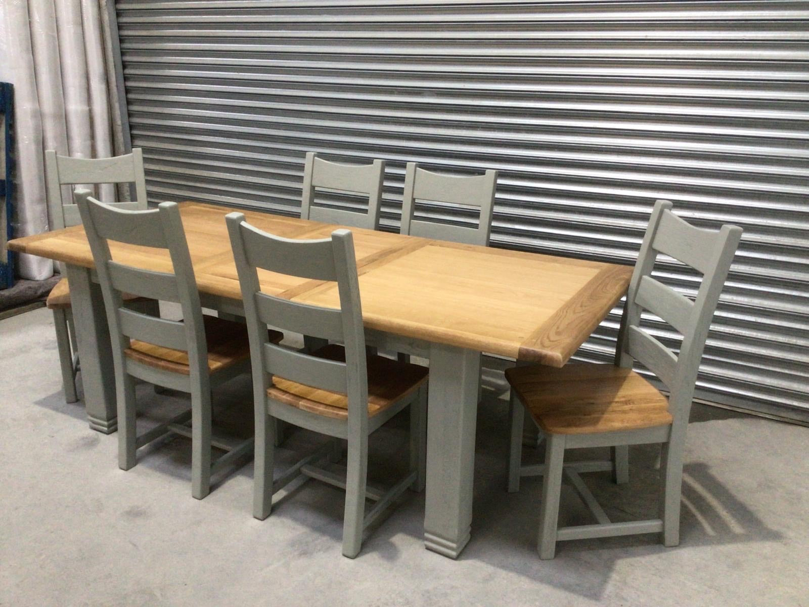 Danube Oak 1.8m Ext Dining Set painted French Grey