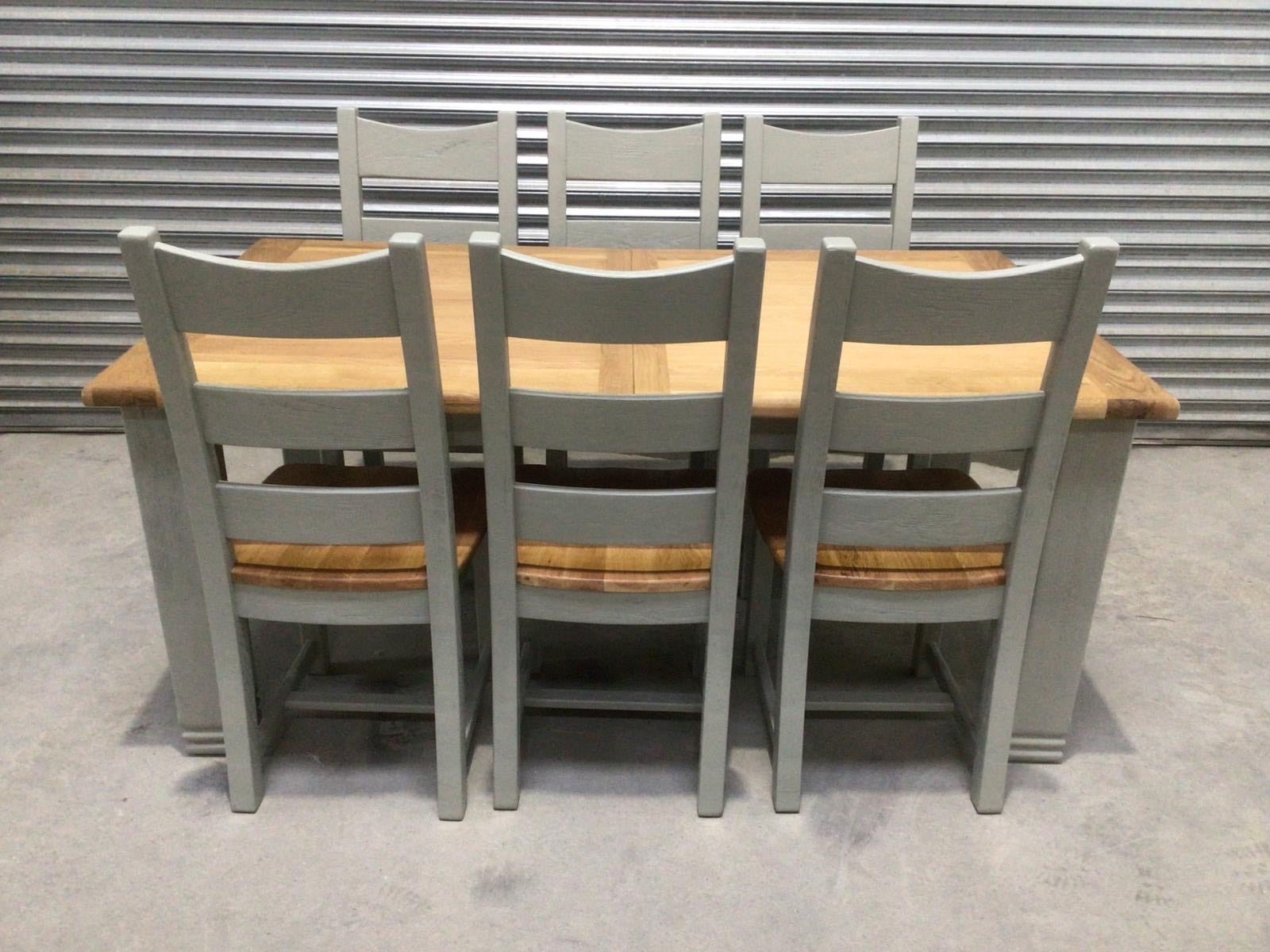 Danube Oak 1.8m Ext Dining Set painted French Grey