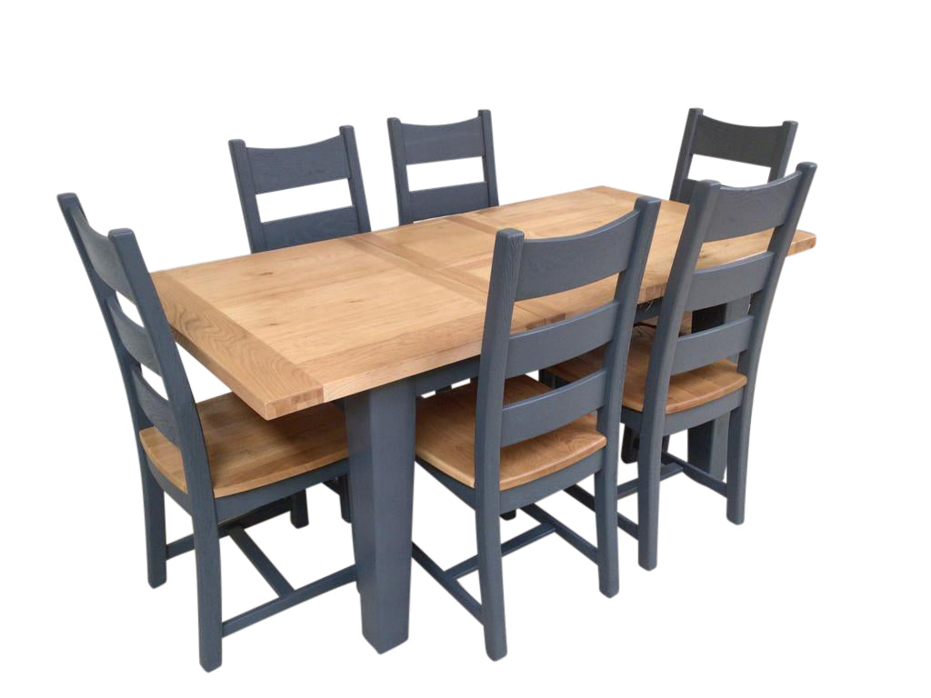 Calgary Oak 1.4m Ext Dining Set painted Night Blue